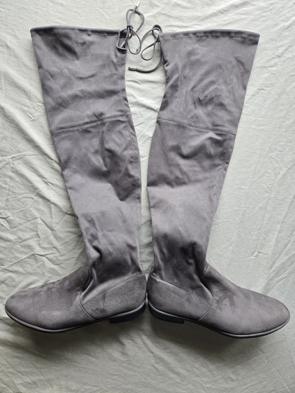Marc Fisher Grey Suede Over-the-Knee Tie-Back Boots